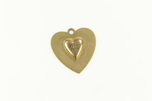 14K 1960's Double Heart J Monogram Engraved Charm/Pendant Yellow Gold