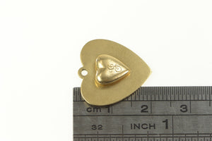 14K 1960's Double Heart J Monogram Engraved Charm/Pendant Yellow Gold