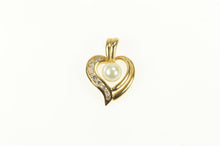 Load image into Gallery viewer, 14K Pearl Diamond Wavy Curvy Heart Love Symbol Pendant Yellow Gold