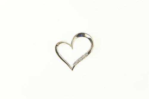 10K Curvy Heart Love Symbol Diamond Charm/Pendant White Gold