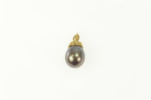 Load image into Gallery viewer, 14K Dark Grey Pearl Simple Statement Charm/Pendant Yellow Gold