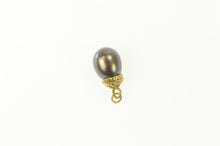 Load image into Gallery viewer, 14K Dark Grey Pearl Simple Statement Charm/Pendant Yellow Gold