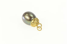 Load image into Gallery viewer, 14K Dark Grey Pearl Simple Statement Charm/Pendant Yellow Gold