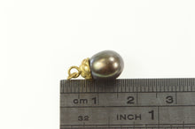 Load image into Gallery viewer, 14K Dark Grey Pearl Simple Statement Charm/Pendant Yellow Gold