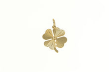 Load image into Gallery viewer, 14K Grooved Shamrock Clover Good Luck Charm/Pendant Yellow Gold