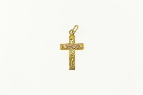 10K Black Hills Leaf Design Cross Christian Faith Charm/Pendant Yellow Gold