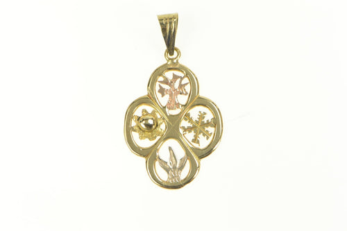 14K Four Seasons Symbol Time Nature Handmade Charm/Pendant Yellow Gold
