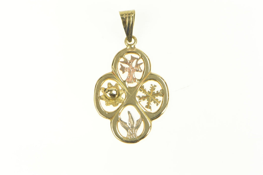 14K Four Seasons Symbol Time Nature Handmade Charm/Pendant Yellow Gold