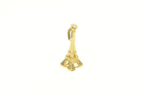 14K 3D Eiffel Tower Paris France Souvenir Charm/Pendant Yellow Gold