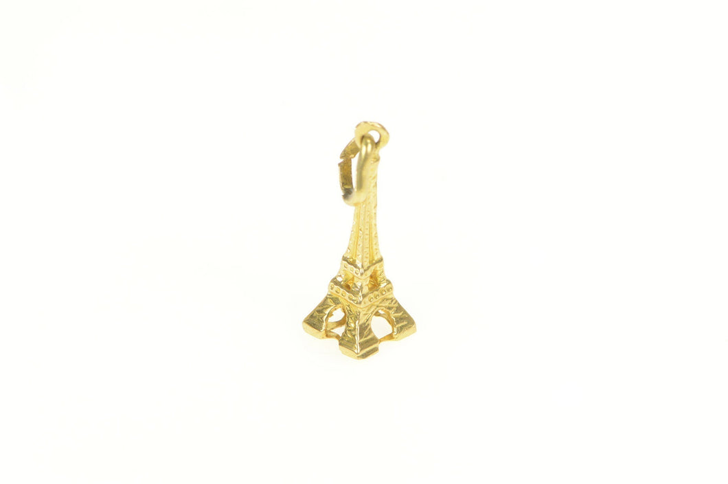 14K 3D Eiffel Tower Paris France Souvenir Charm/Pendant Yellow Gold