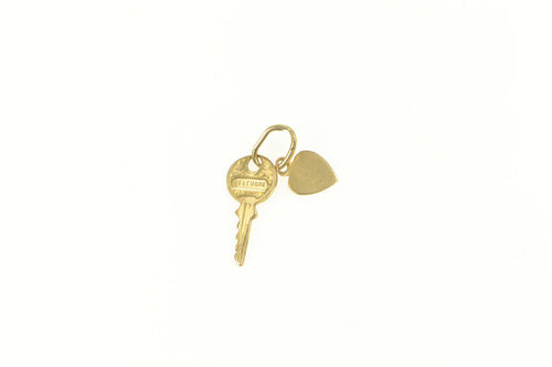 14K Key to My Heart Love Symbol Promise Charm/Pendant Yellow Gold