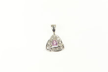 Load image into Gallery viewer, 10K Trillion Pink Sapphire Diamond Triangle Pendant White Gold