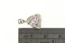 Load image into Gallery viewer, 10K Trillion Pink Sapphire Diamond Triangle Pendant White Gold