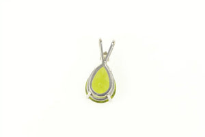 14K Pear Cut Peridot Diamond Accent Statement Pendant White Gold