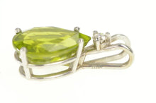 Load image into Gallery viewer, 14K Pear Cut Peridot Diamond Accent Statement Pendant White Gold