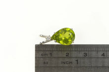 Load image into Gallery viewer, 14K Pear Cut Peridot Diamond Accent Statement Pendant White Gold