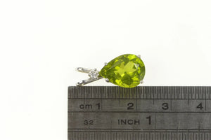 14K Pear Cut Peridot Diamond Accent Statement Pendant White Gold