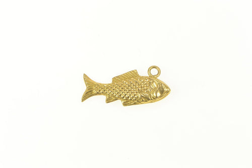 14K 3D Fish Good Luck Abundance Symbol Charm/Pendant Yellow Gold