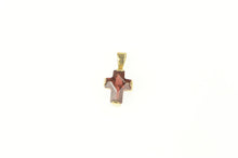 Load image into Gallery viewer, 14K Garnet Cross Christian Faith Symbol Pendant Yellow Gold