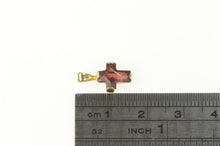 Load image into Gallery viewer, 14K Garnet Cross Christian Faith Symbol Pendant Yellow Gold