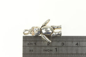 Sterling Silver Articulated 3D Teddy Bear Stuffed Animal Charm/Pendant
