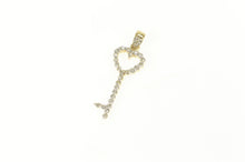 Load image into Gallery viewer, 14K Diamond Heart Skeleton Key Love Symbol Charm/Pendant White Gold