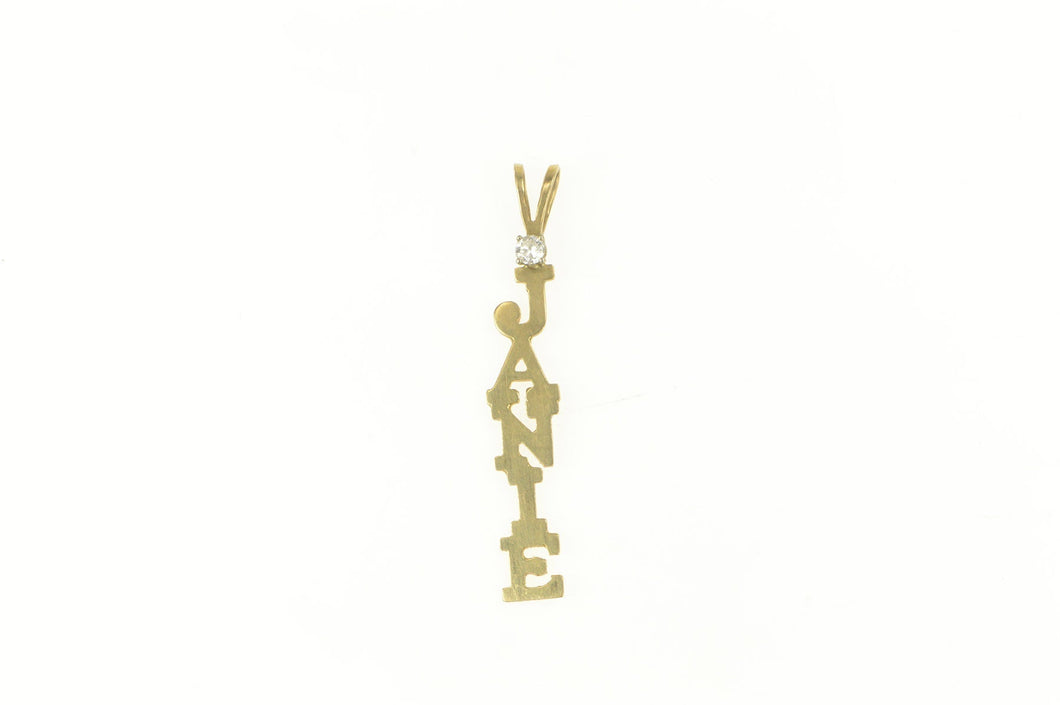 14K Janie Diamond Accent Name Cut Out Pendant Yellow Gold