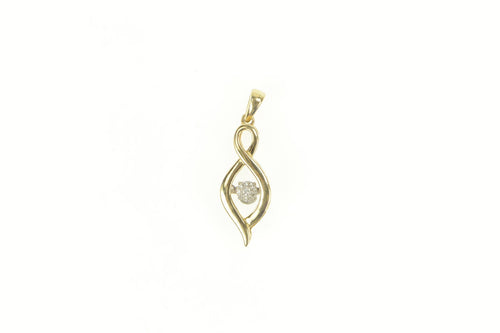 10K Dancing Diamond Cluster Loop Statement Pendant Yellow Gold