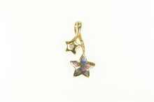 Load image into Gallery viewer, 14K Diamond Black Opal Inlay Star Loop Statement Pendant Yellow Gold