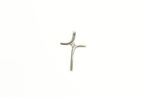 10K Diamond Classic Cross Christian Faith Pendant White Gold