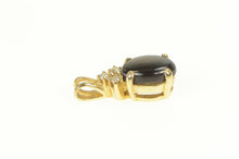 Load image into Gallery viewer, 14K Oval Black Star Sapphire Diamond Cluster Pendant Yellow Gold