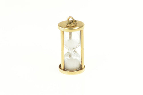 14K 3D Articulated Hourglass Time Symbol Charm/Pendant Yellow Gold