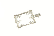 Load image into Gallery viewer, 14K Art Deco Filigree 26.8x19.6mm Frame Pendant White Gold
