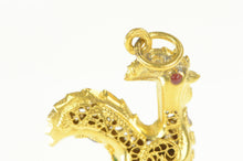 Load image into Gallery viewer, 14K 3D Ornate Filigree Rooster Enamel Chicken Charm/Pendant Yellow Gold
