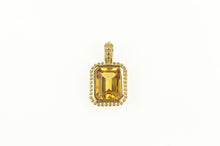 Load image into Gallery viewer, 14K Emerald Cut Citrine Solitaire Classic Statement Pendant Yellow Gold