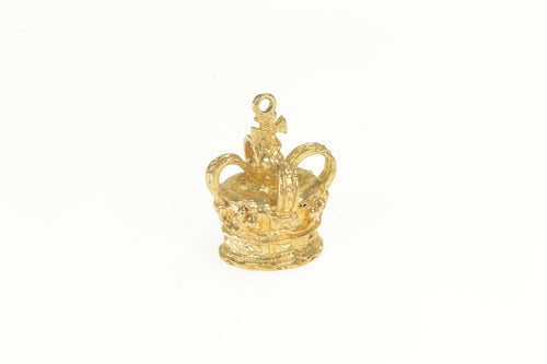 14K 3D Crown Royalty Queen King Symbol Charm/Pendant Yellow Gold
