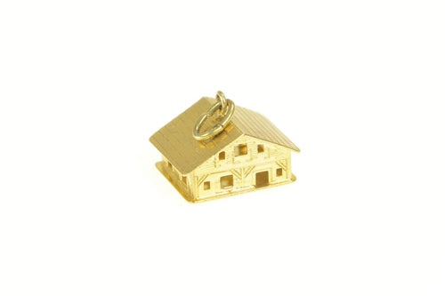 14K 3D House Cabin Home Sweet Home Charm/Pendant Yellow Gold