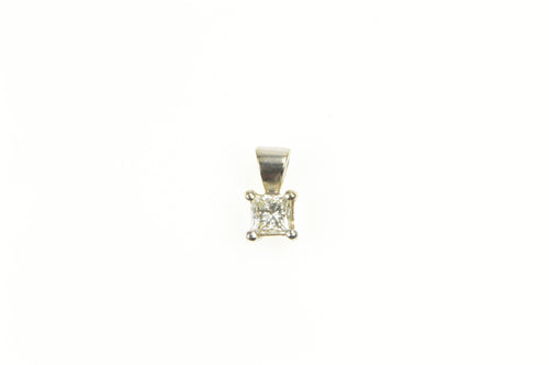 14K 1/3 Ct Princess Cut Diamond Solitaire Pendant White Gold
