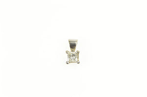 14K 1/3 Ct Princess Cut Diamond Solitaire Pendant White Gold