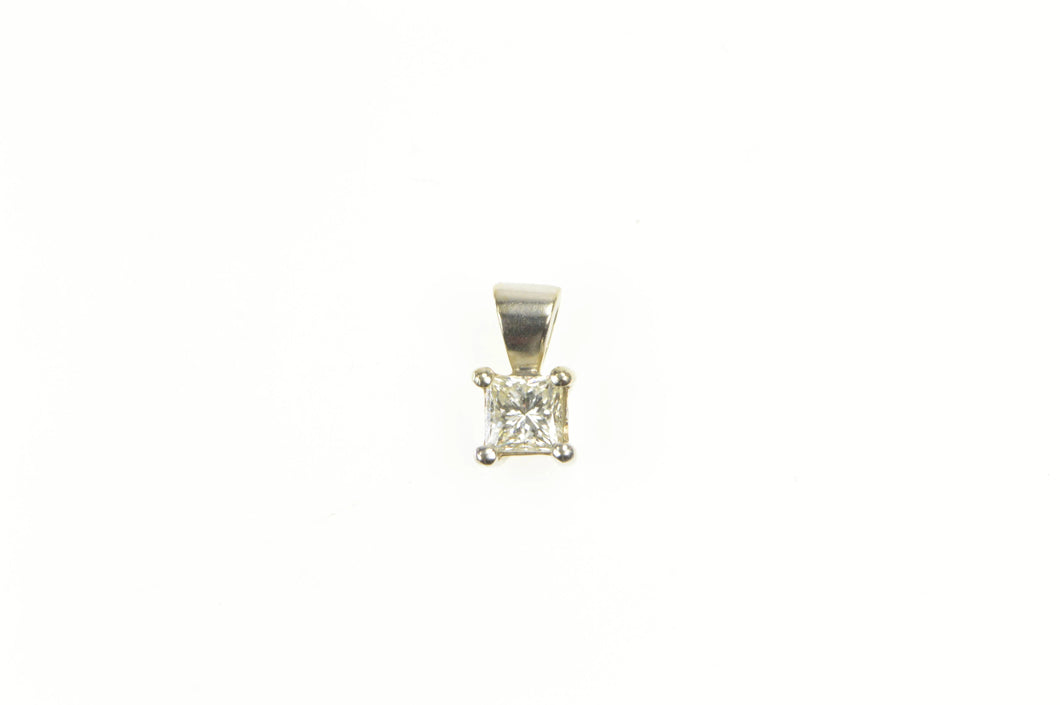 14K 1/3 Ct Princess Cut Diamond Solitaire Pendant White Gold