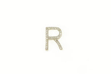 Load image into Gallery viewer, 10K Diamond Encrusted R Monogram Initial Letter Pendant White Gold