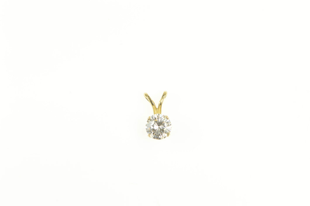 14K 0.46 Ct Diamond Solitaire Classic Statement Pendant Yellow Gold