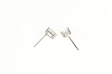 Load image into Gallery viewer, 14K Emerald Cut Aquamarine Solitaire Stud Earrings White Gold