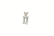Load image into Gallery viewer, 14K Emerald Cut Aquamarine Solitaire Simple Pendant White Gold