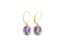 Load image into Gallery viewer, 14K Retro Oval Amethyst Dangle Drop Statement Earrings Yellow Gold