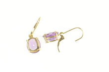 Load image into Gallery viewer, 14K Retro Oval Amethyst Dangle Drop Statement Earrings Yellow Gold