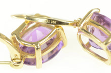 Load image into Gallery viewer, 14K Retro Oval Amethyst Dangle Drop Statement Earrings Yellow Gold
