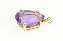 Load image into Gallery viewer, 14K Pear Amethyst Solitaire Classic Statement Pendant Yellow Gold