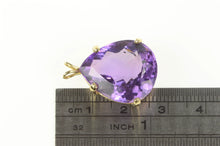 Load image into Gallery viewer, 14K Pear Amethyst Solitaire Classic Statement Pendant Yellow Gold