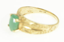 Load image into Gallery viewer, 10K Oval Natural Emerald Grooved Engagement Ring Yellow Gold